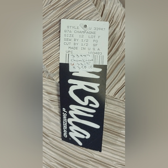 NWT URSULA OF SWITZERLAND CHAMPAGNE CHIFFON MOTHER OF BRIDE GOWN DRESS SZ 12 NEW - Picture 6 of 6